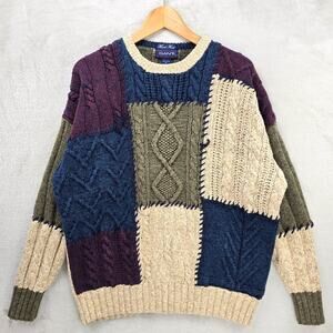 GANT Men's Crewneck Patchwork Sweater - Blue, Cream, Green, Purple